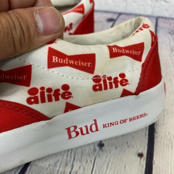 Alife Shoes Budweiser Sneakers Men Size 9.5 Red White Bud King of Beers - Picture 10 of 11